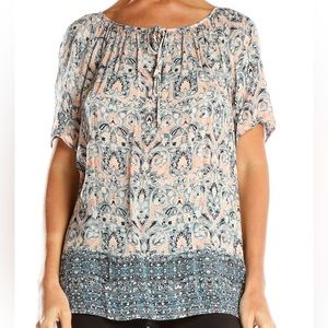 Lucky Brand Print Mix Flowy Top
